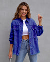 Women's Plain Button Front Ripped Drop Shoulder Coat | Casual Long Sleeve Shirt