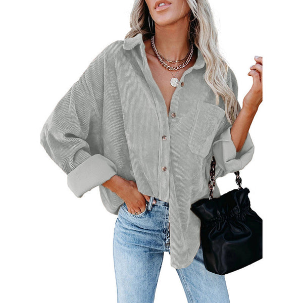 Women's Plain Pocket Shirt, Going Out Tops for Spring & Fall