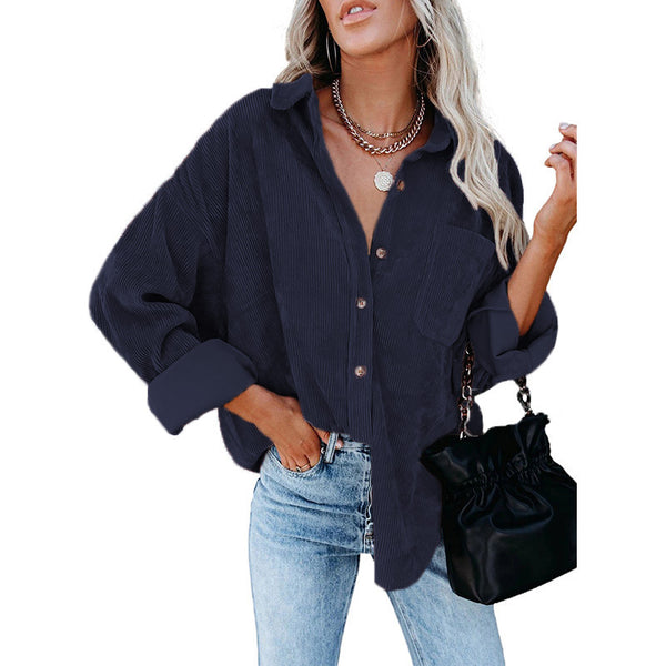 Women's Plain Pocket Shirt, Going Out Tops for Spring & Fall