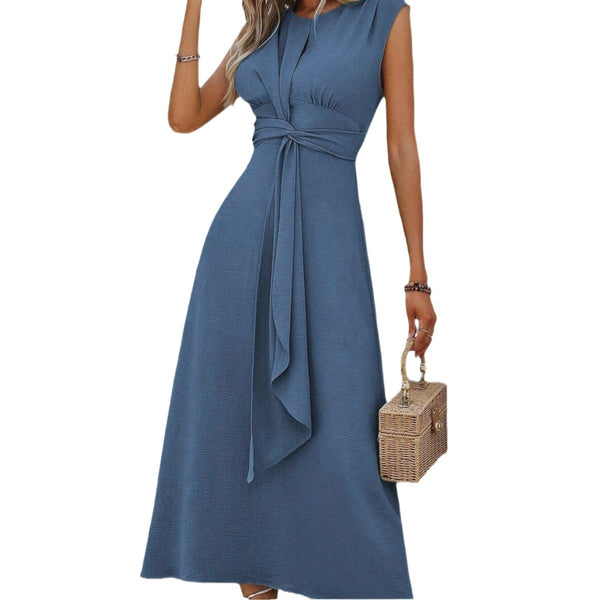 Casual Chic Fitted Stylish Elegant Sleeveless Round Neck Dress for Summer