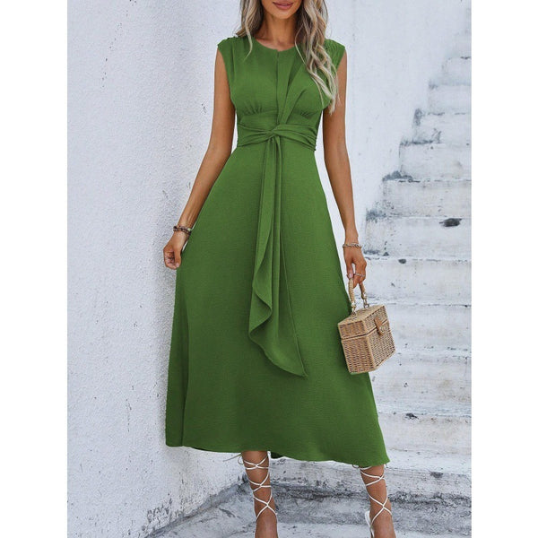 Casual Chic Fitted Stylish Elegant Sleeveless Round Neck Dress for Summer