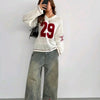 Women's Colorblock Figure Pattern Hollow Out Longsleeves Sweater