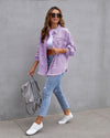Women's Plain Button Front Ripped Drop Shoulder Coat | Casual Long Sleeve Shirt