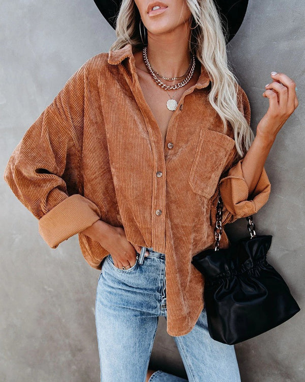 Women's Plain Pocket Shirt, Going Out Tops for Spring & Fall