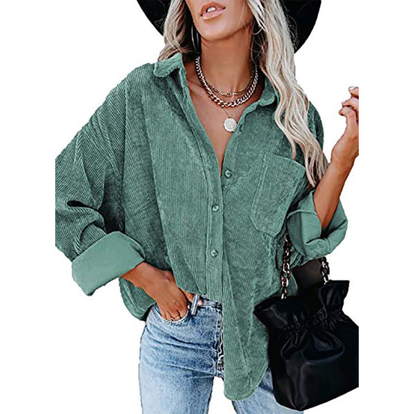 Women's Plain Pocket Shirt, Going Out Tops for Spring & Fall