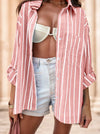 Women's Striped Print Button Shirt, Casual Long Sleeve Collared Top