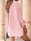 Women's Striped Print Button Shirt, Casual Long Sleeve Collared Top
