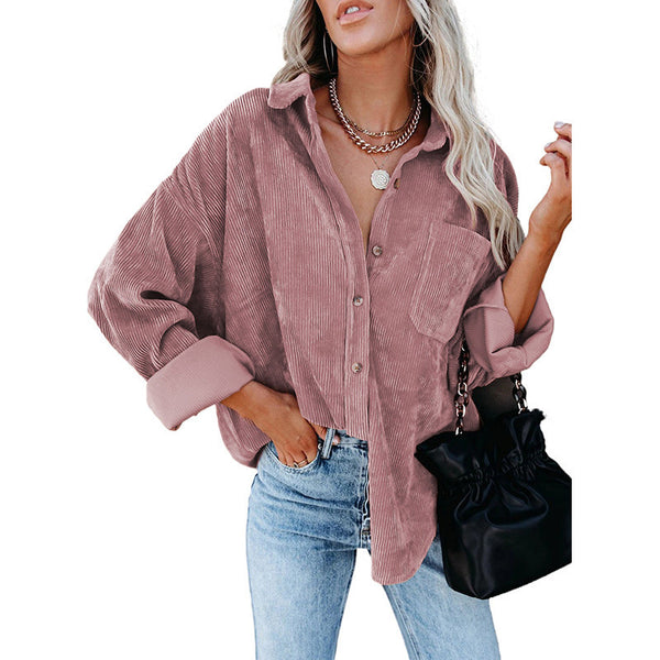 Women's Plain Pocket Shirt, Going Out Tops for Spring & Fall