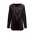 Women's Rhinestone Heart-shaped V-neck Straight Casual Long-sleeved Top