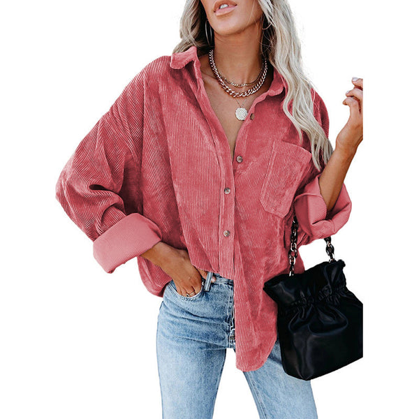 Women's Plain Pocket Shirt, Going Out Tops for Spring & Fall