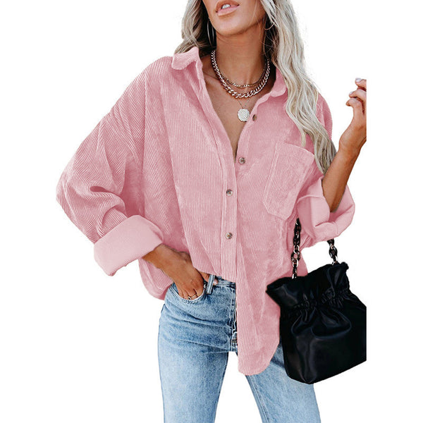 Women's Plain Pocket Shirt, Going Out Tops for Spring & Fall