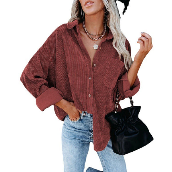 Women's Plain Pocket Shirt, Going Out Tops for Spring & Fall