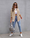 Women's Plain Button Front Ripped Drop Shoulder Coat | Casual Long Sleeve Shirt