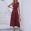Casual Chic Fitted Stylish Elegant Sleeveless Round Neck Dress for Summer