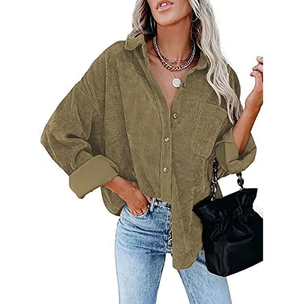 Women's Plain Pocket Shirt, Going Out Tops for Spring & Fall