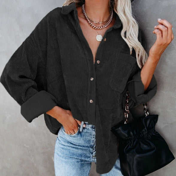 Women's Plain Pocket Shirt, Going Out Tops for Spring & Fall