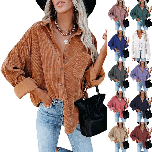Women's Plain Pocket Shirt, Going Out Tops for Spring & Fall