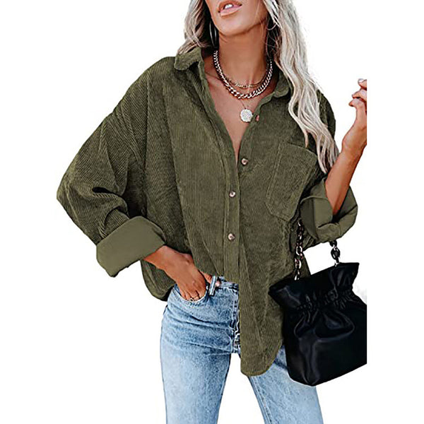Women's Plain Pocket Shirt, Going Out Tops for Spring & Fall