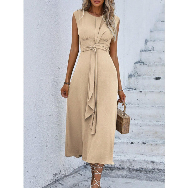 Casual Chic Fitted Stylish Elegant Sleeveless Round Neck Dress for Summer