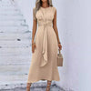 Casual Chic Fitted Stylish Elegant Sleeveless Round Neck Dress for Summer